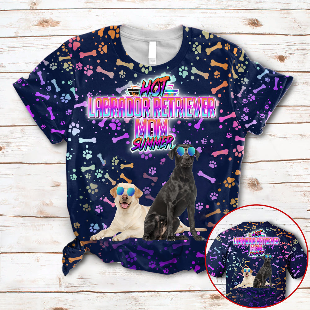 Hot Labrador Retriever Mom Summer Neon Tropical Desing 3D All Over Print T-Shirt