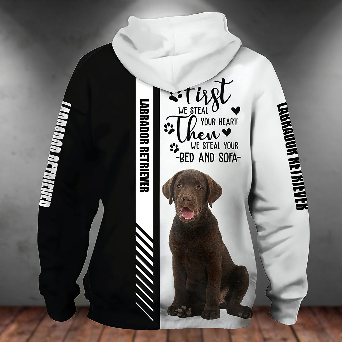 Chocolate Labrador Retriever-First We Steal Your Heart Unisex Hoodie