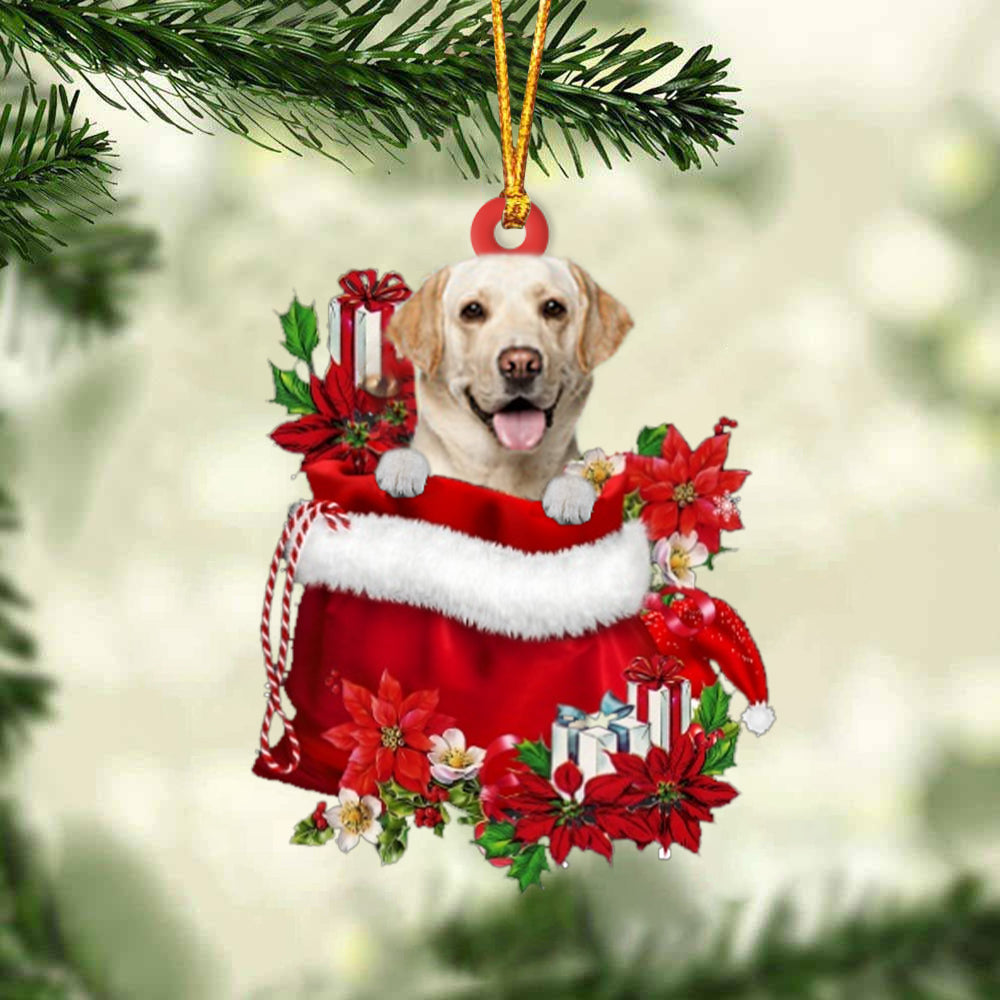 Labrador Retriever In Gift Bag Christmas Ornament