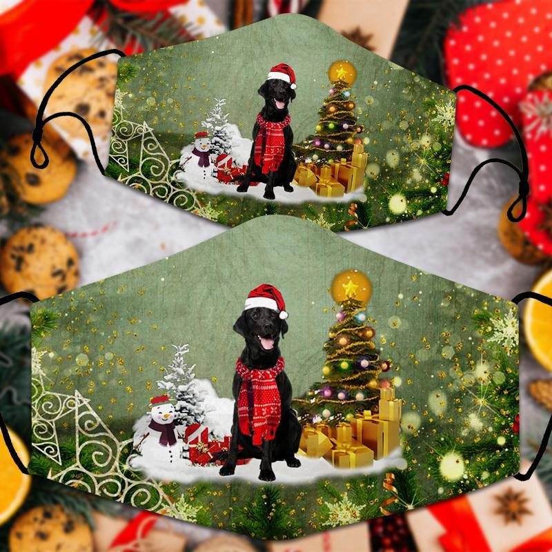 Black Labrador Retriever  Merry Christmas Face Mask