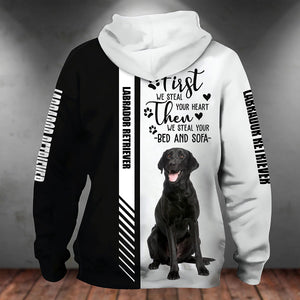 Black Labrador Retriever-First We Steal Your Heart Unisex Hoodie