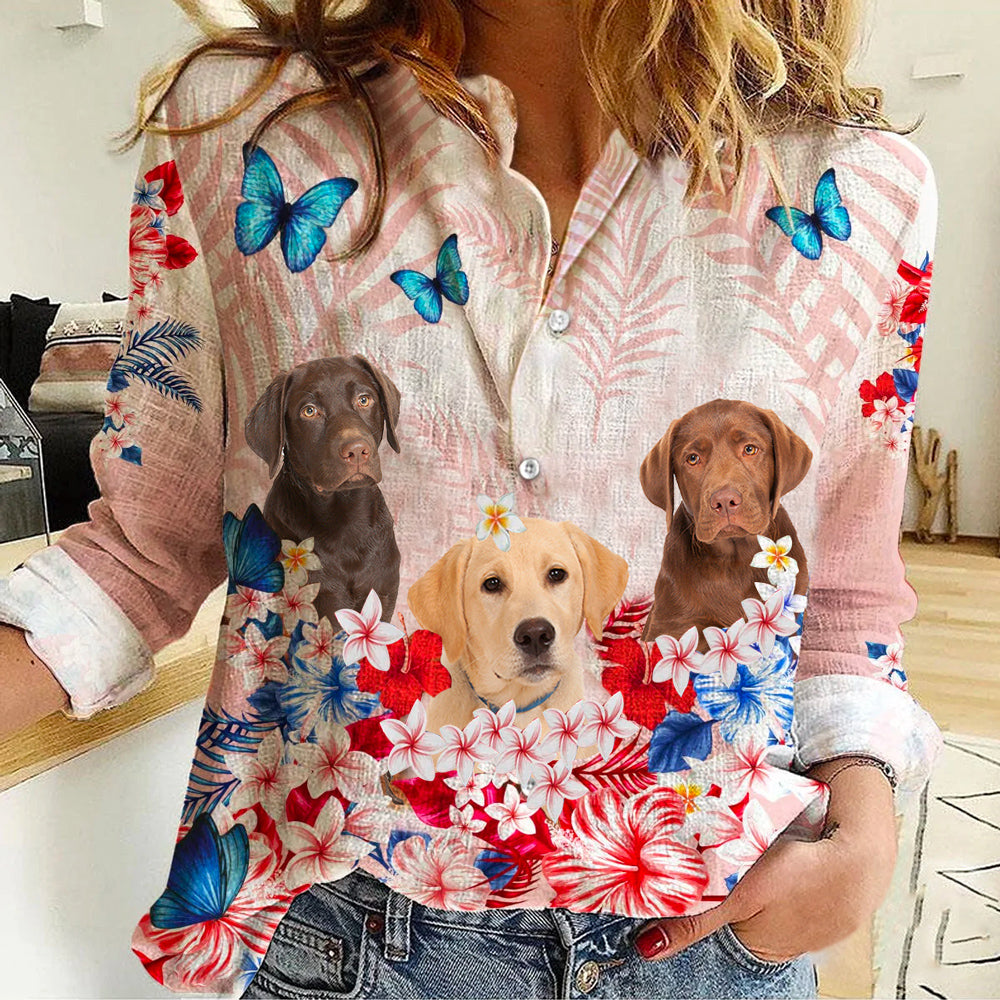Labrador Retriever Floral Casual Shirt