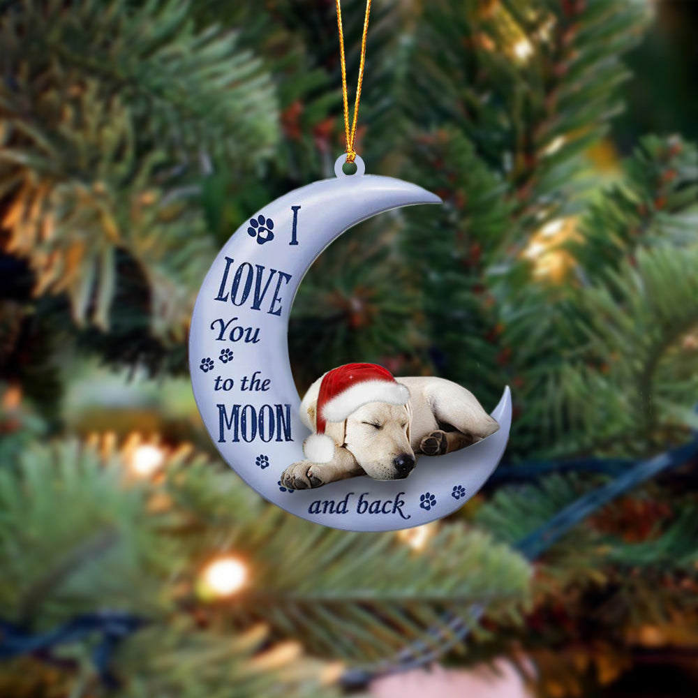 Labrador retriever.I Love You To The Moon And Back Christmas Ornament