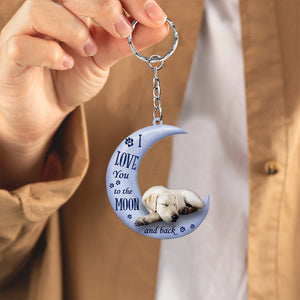 Labrador retriever I Love You To The Moon And Back Flat Acrylic Keychain