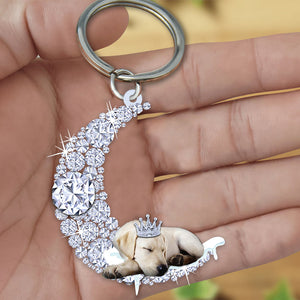 Labrador retriever Sleeping On A Diamond Moon Acrylic Keychain