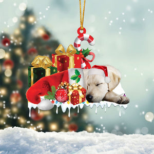 Labrador retriever Merry Christmas Hanging Ornament-0211