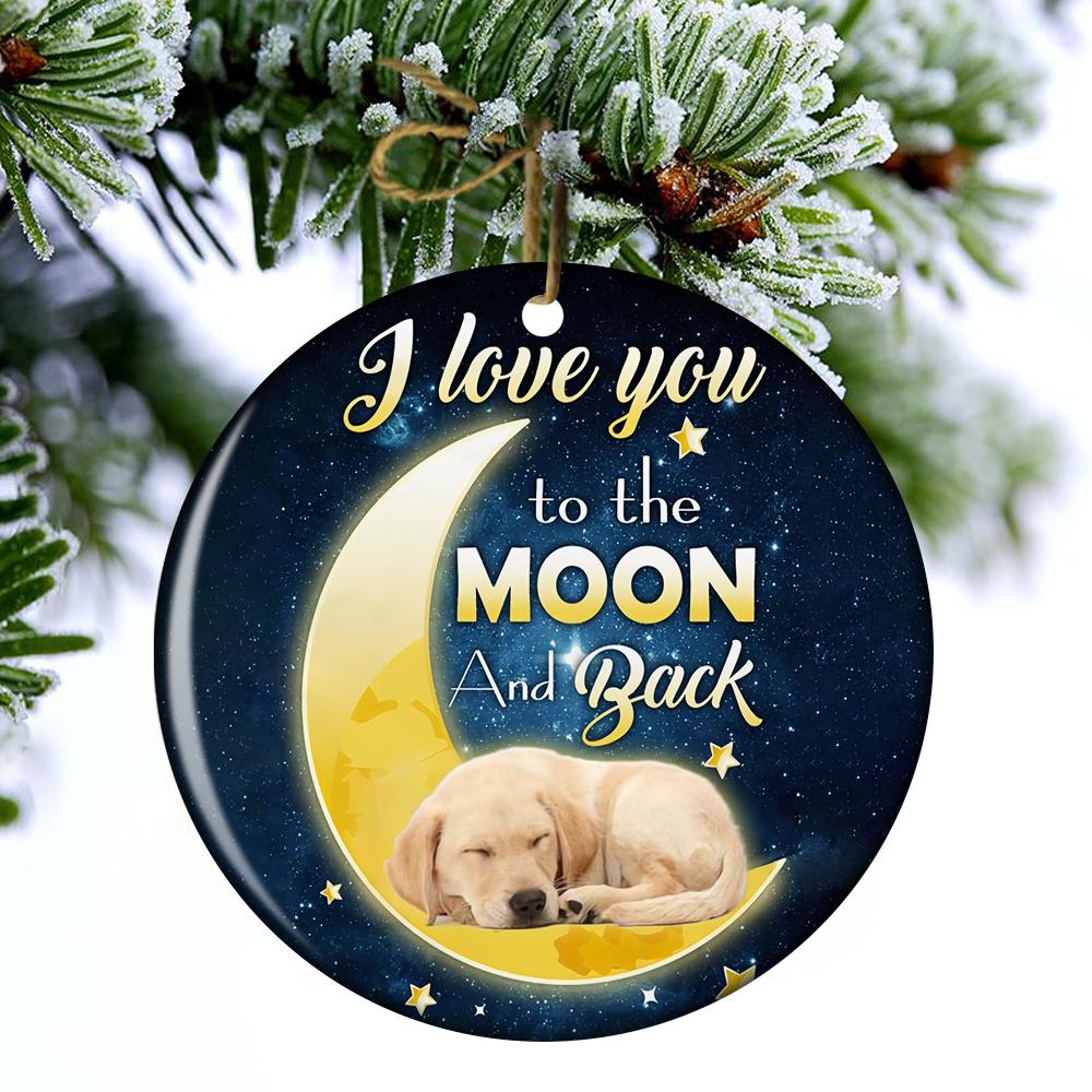 Labrador Retriever I Love You To The Moon And Back Porcelain/Ceramic Ornament