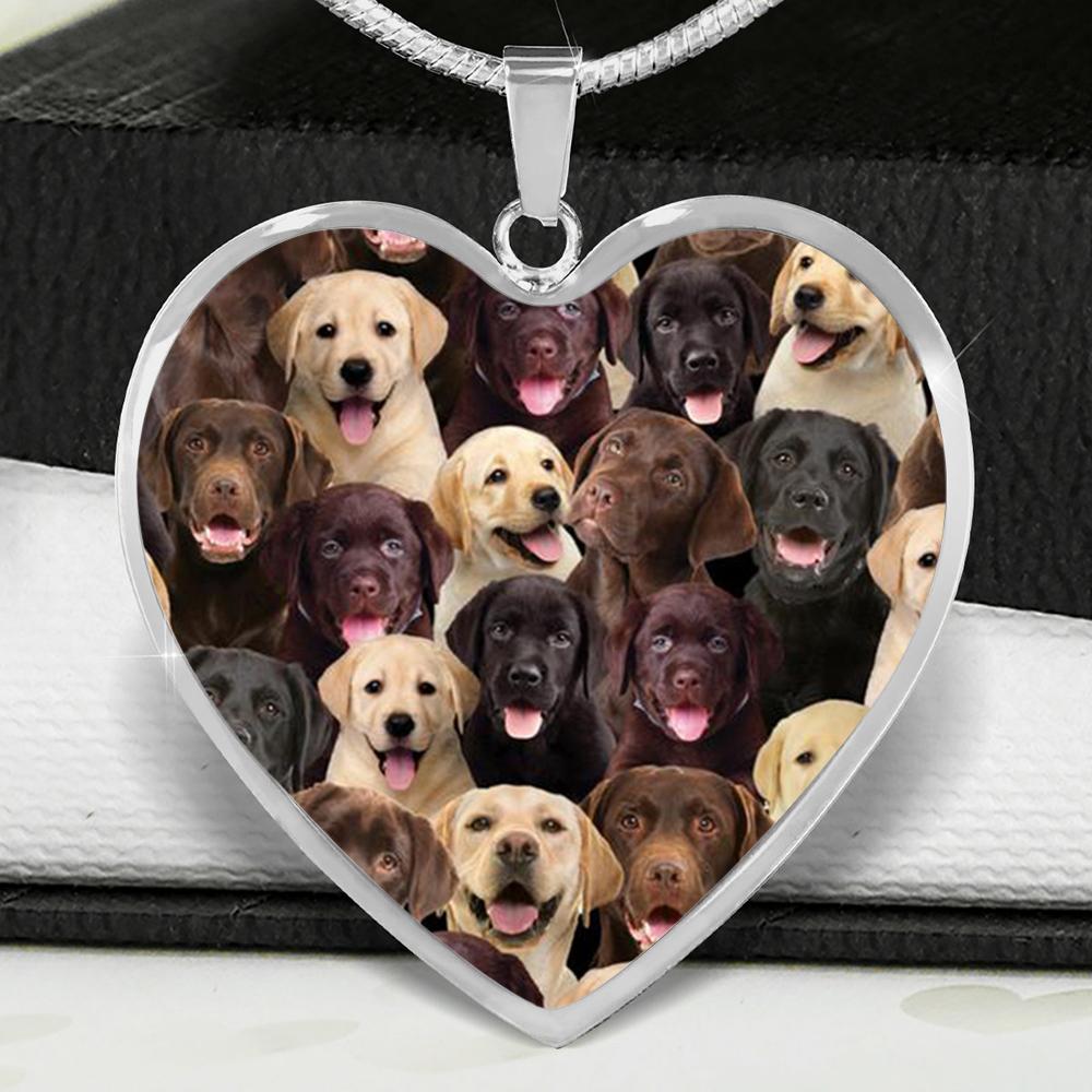 A Bunch Of Labrador Retrievers Heart Necklace