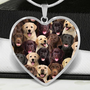 A Bunch Of Labrador Retrievers Heart Necklace