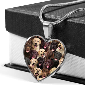 A Bunch Of Labrador Retrievers Heart Necklace
