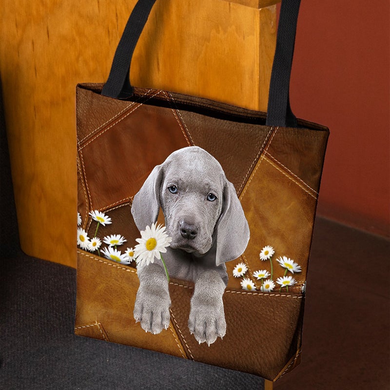 Lavado 2 Dog Holding Daisy All Over Printed Tote Bag