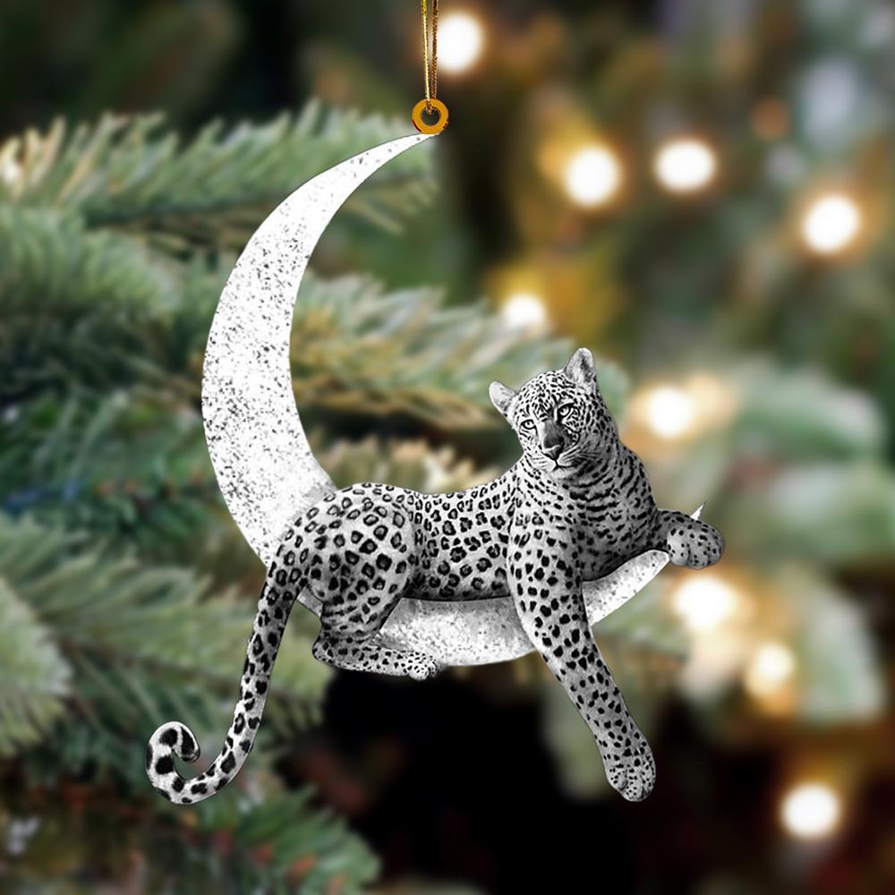 Leopard Sits On The Moon Hanging Ornament