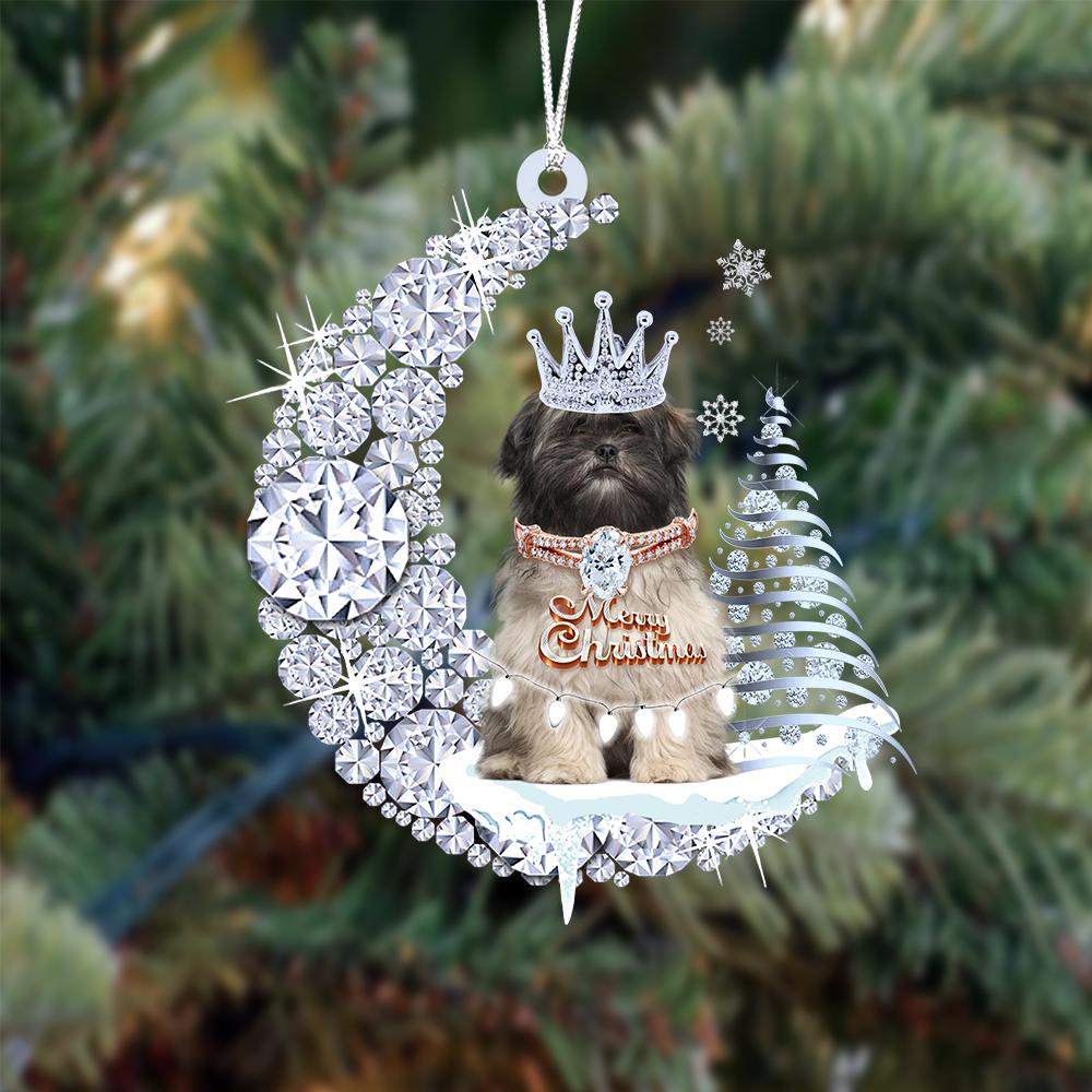 Lhasa Apso Diamond Moon Merry Christmas Ornament