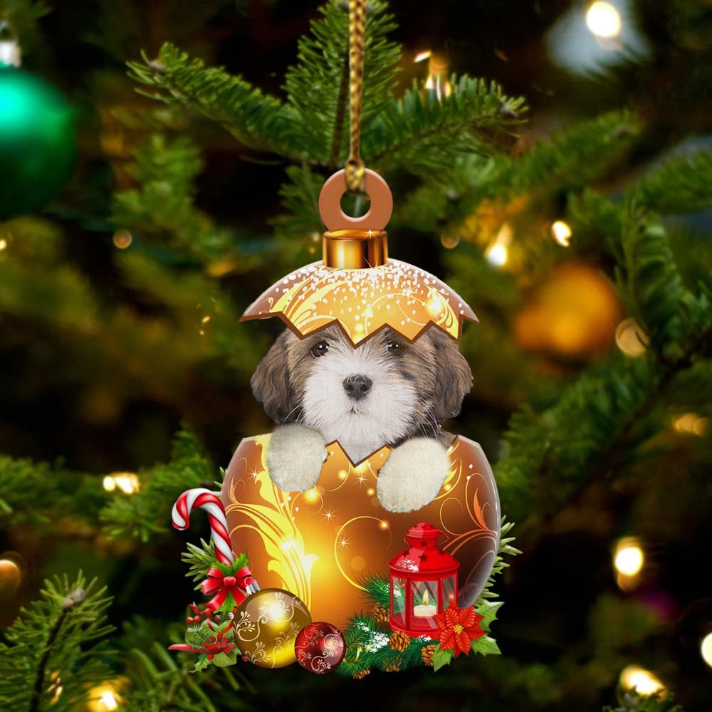 Lhasa-Apso In Golden Egg Christmas Ornament