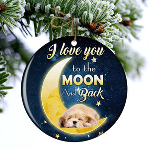 Lhasa Apso I Love You To The Moon And Back Porcelain/Ceramic Ornament
