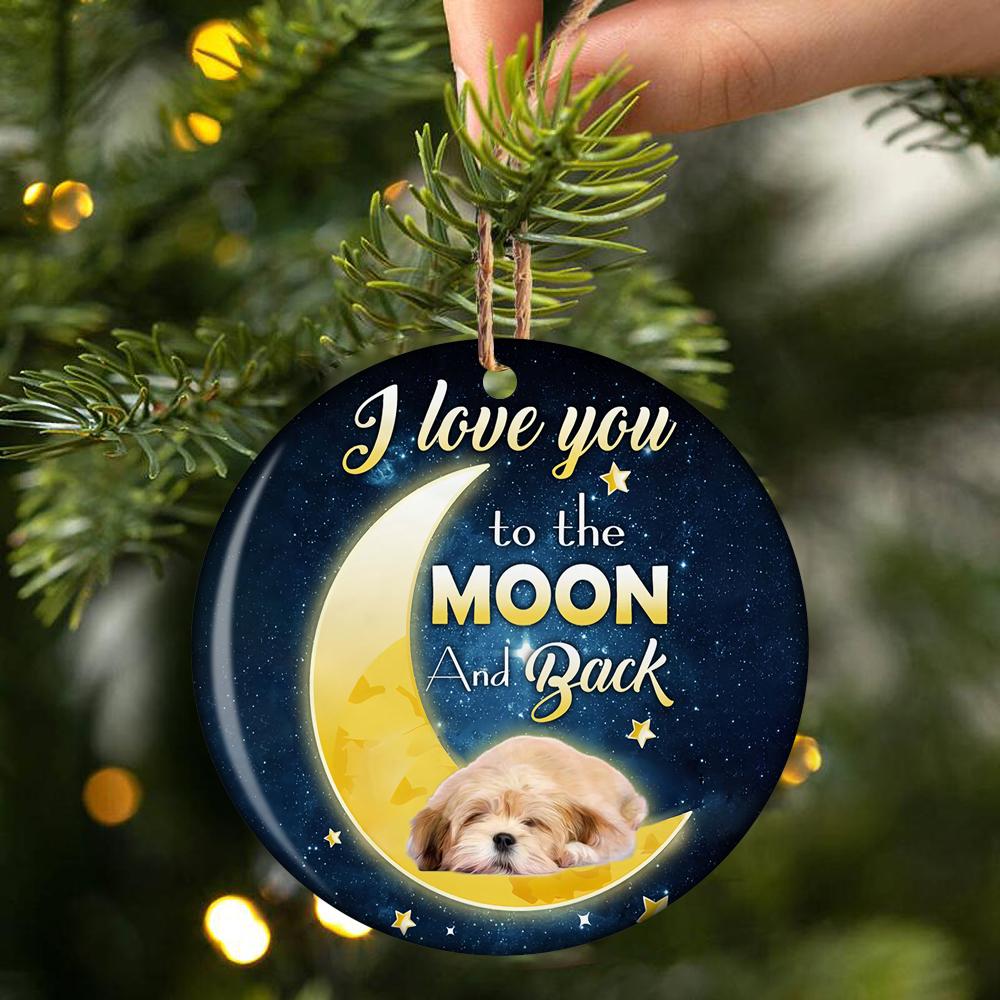 Lhasa Apso I Love You To The Moon And Back Porcelain/Ceramic Ornament