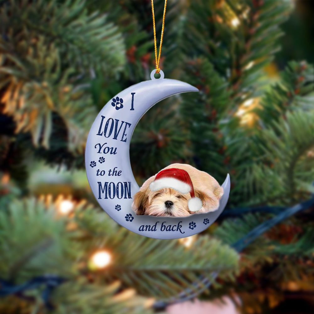 Lhasa Apso I Love You To The Moon And Back Christmas Ornament