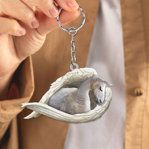 Llama Sleeping Angel Acrylic Keychain