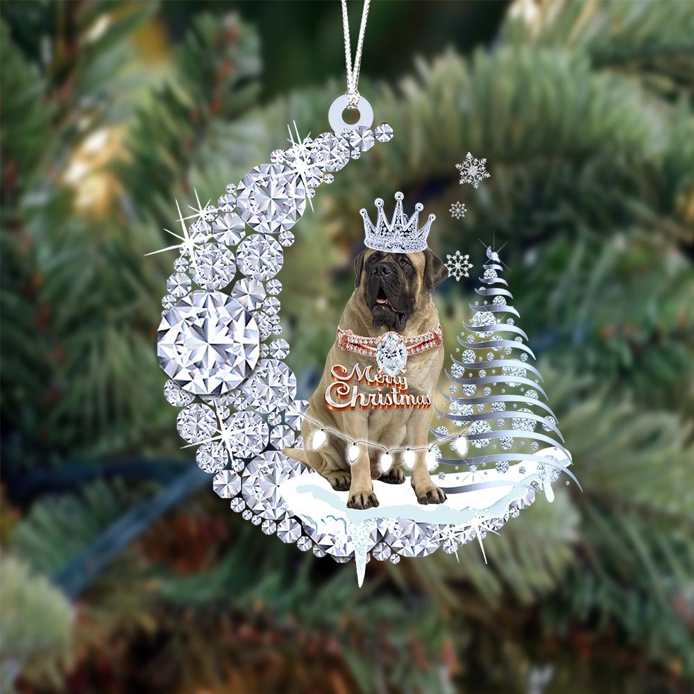 Mastiff Diamond Moon Merry Christmas Ornament