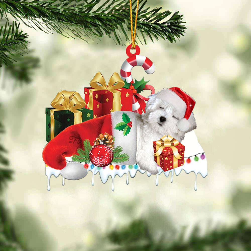Maltese Merry Christmas Hanging Ornament-0211