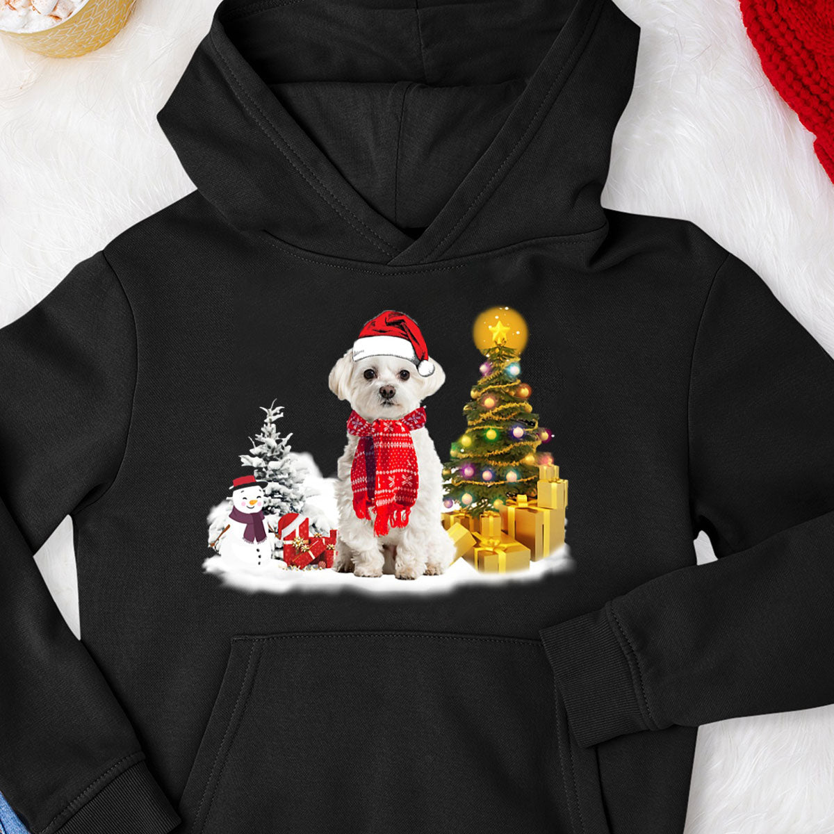 Unisex Merry Christmas Maltese Hoodie