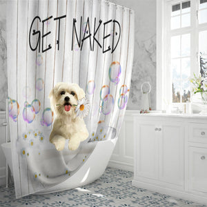 Maltese Get Naked Daisy Shower Curtain