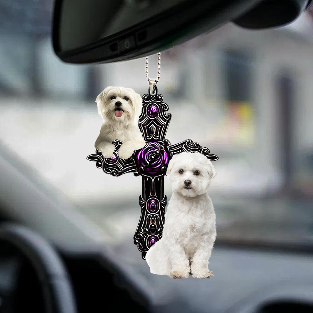 Maltese Pray For God Car Hanging Ornament