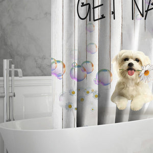 Maltese Get Naked Daisy Shower Curtain