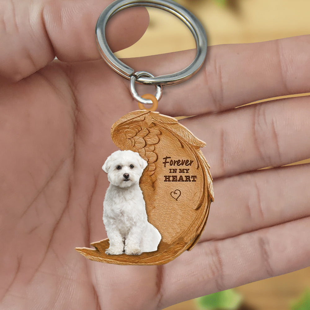 Maltese In My Heart Flat Acrylic Keychain