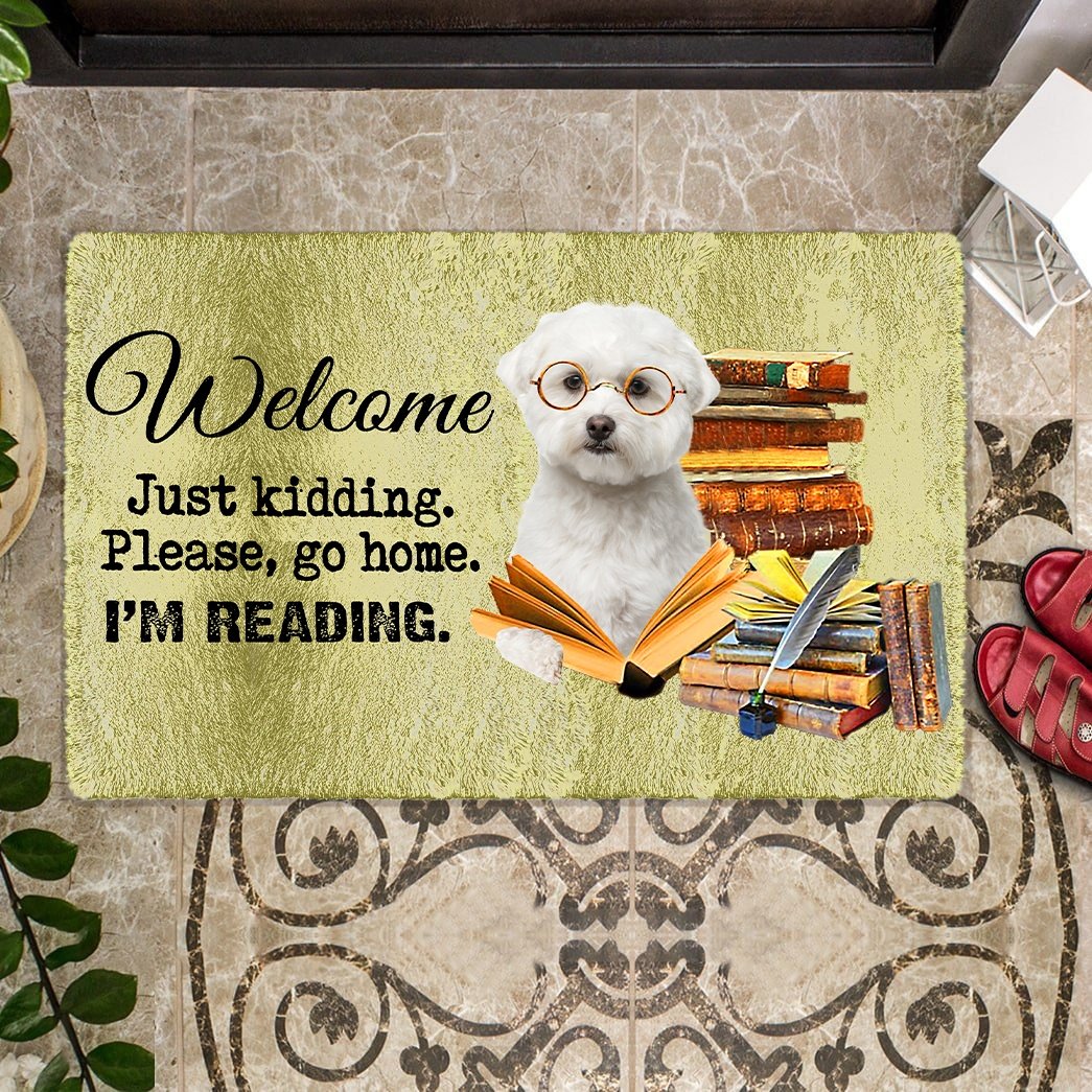 Maltese Doormat-Welcome.Just kidding. Please, go home. I'm Reading.