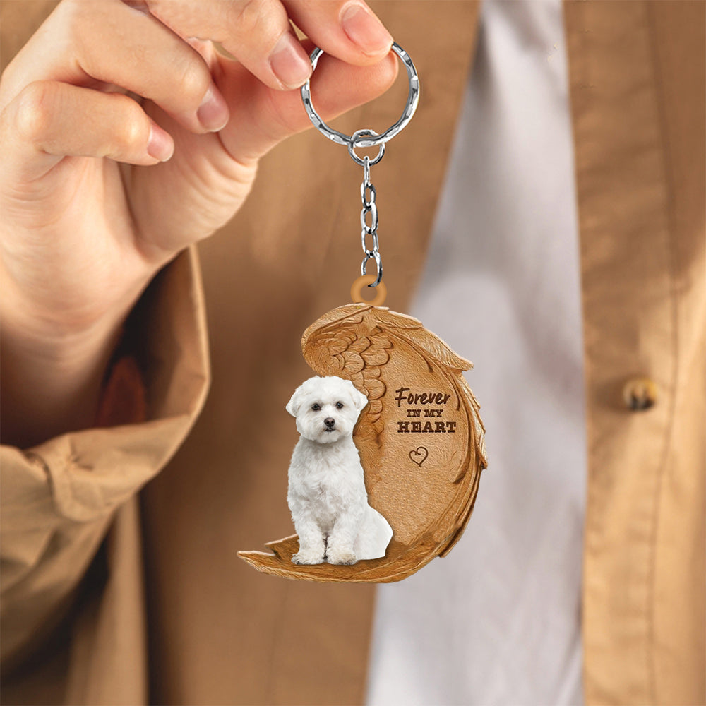 Maltese In My Heart Flat Acrylic Keychain