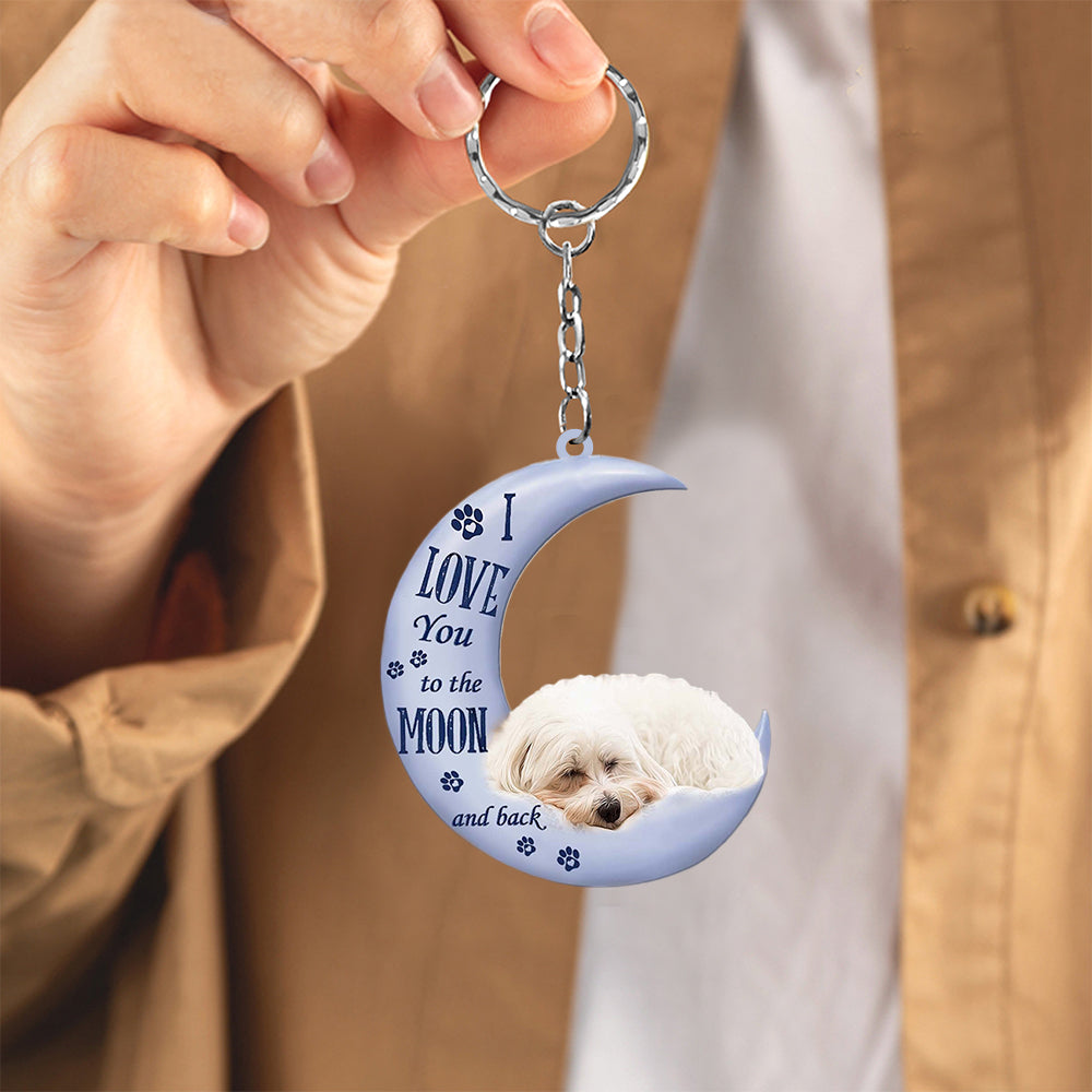 Maltese I Love You To The Moon And Back Flat Acrylic Keychain