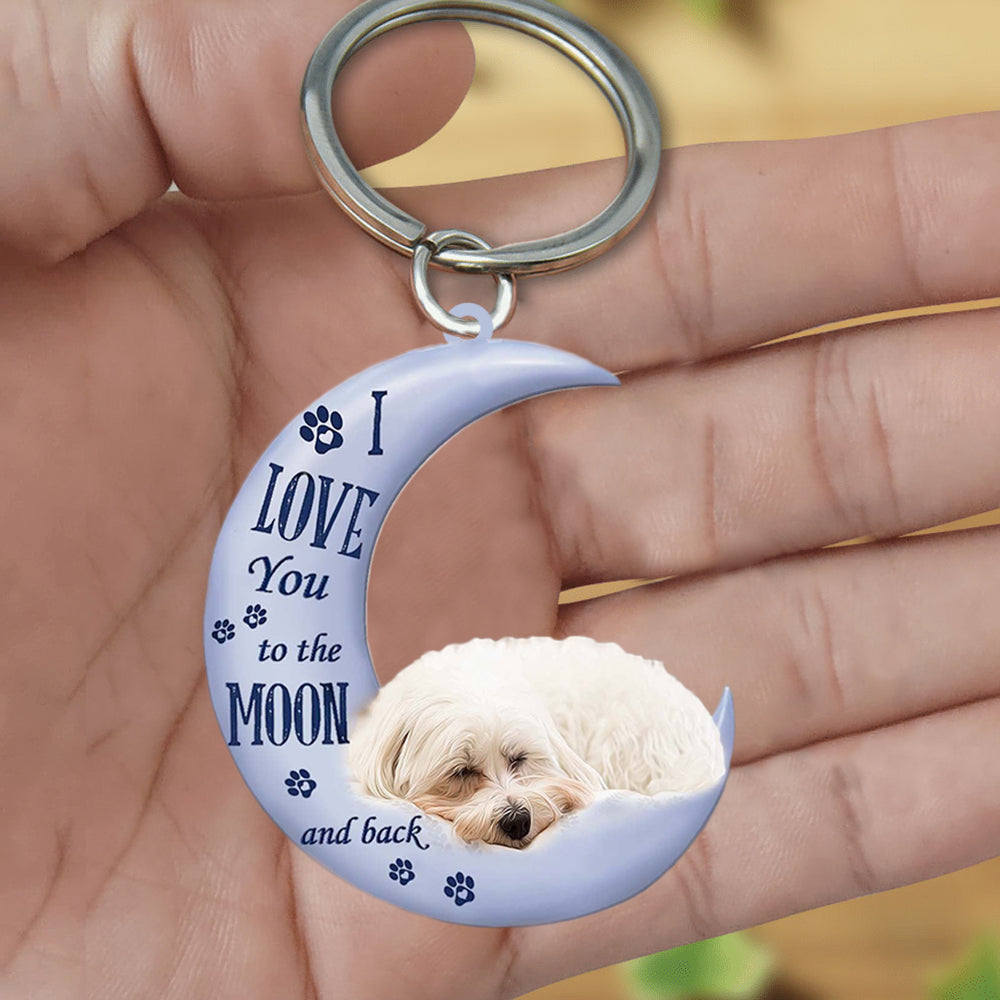Maltese I Love You To The Moon And Back Flat Acrylic Keychain