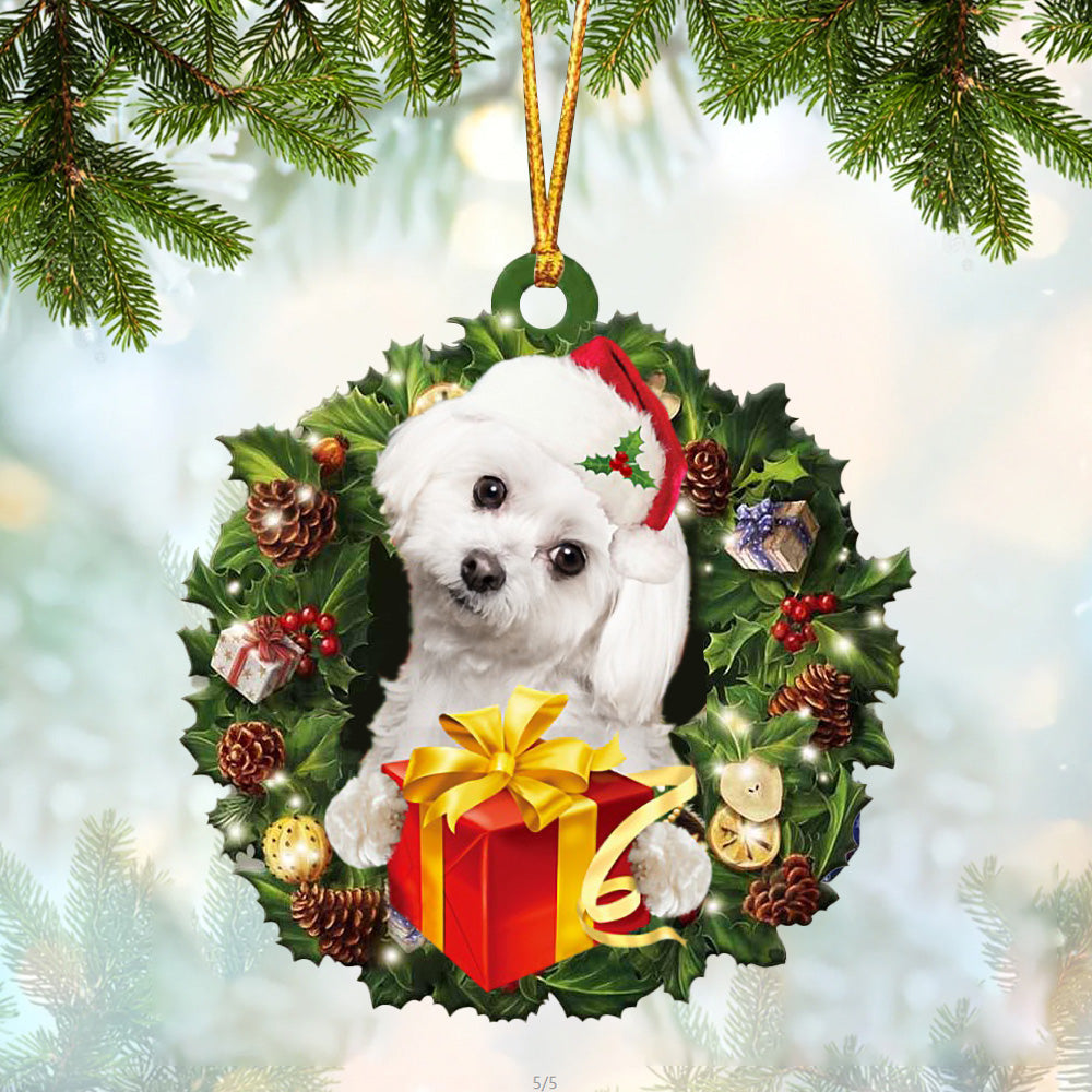 Maltese Christmas Gift Hanging Ornament OKBANDS