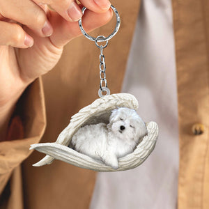 Maltese Sleeping Angel Acrylic Keychain