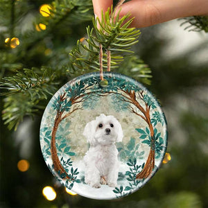 Maltese Among Forest Porcelain/Ceramic Ornament