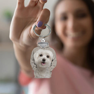 Maltese 3D Graphic Hoodie Acrylic Keychain