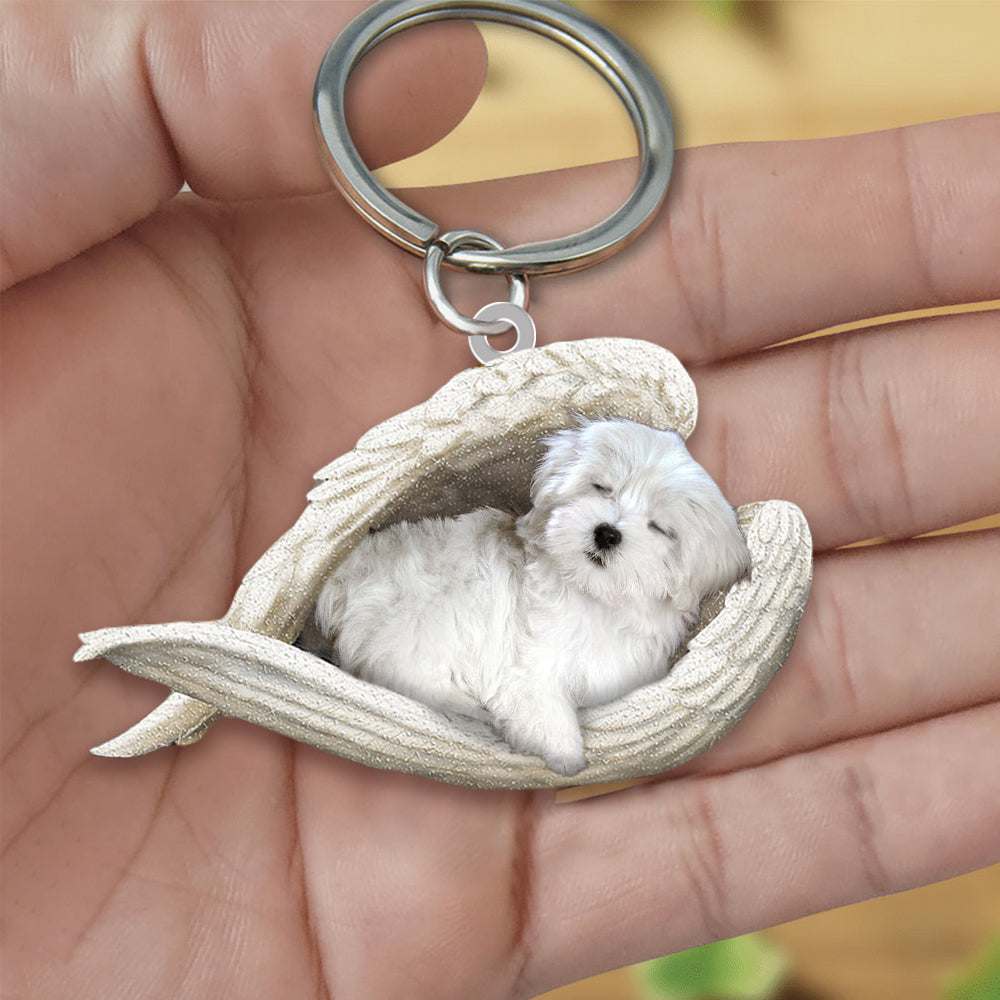 Maltese Sleeping Angel Acrylic Keychain