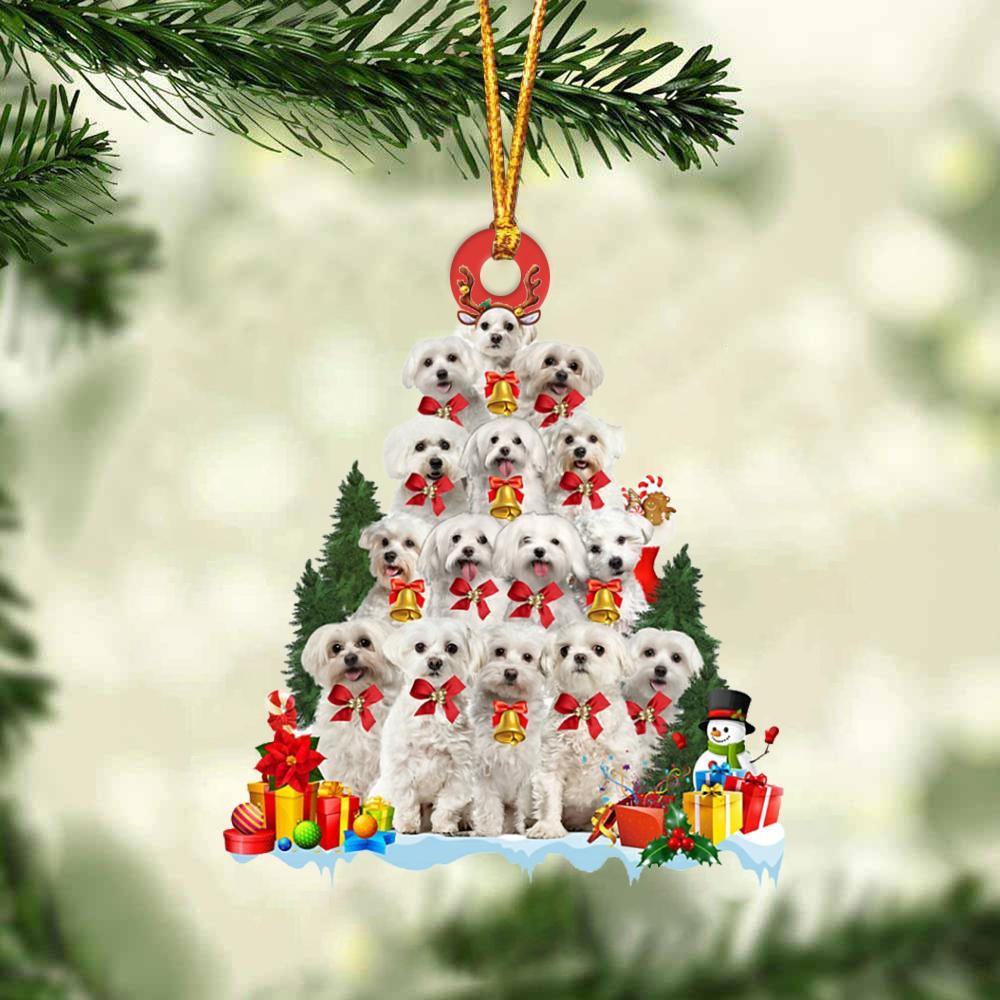 Maltese-Dog Christmas Tree Ornament