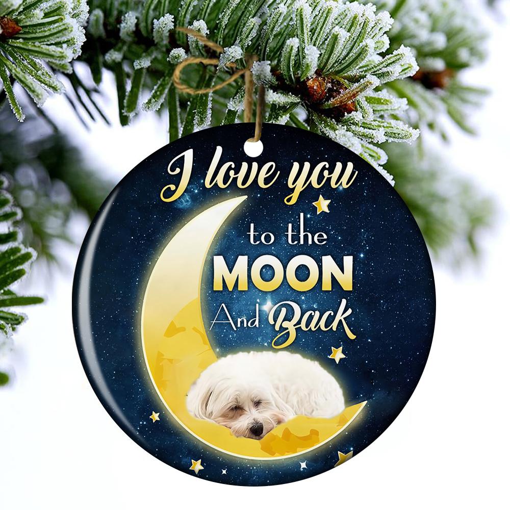 Maltese I Love You To The Moon And Back Porcelain/Ceramic Ornament