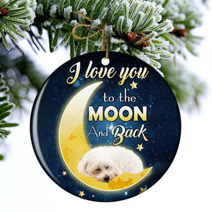 Maltese I Love You To The Moon And Back Porcelain/Ceramic Ornament