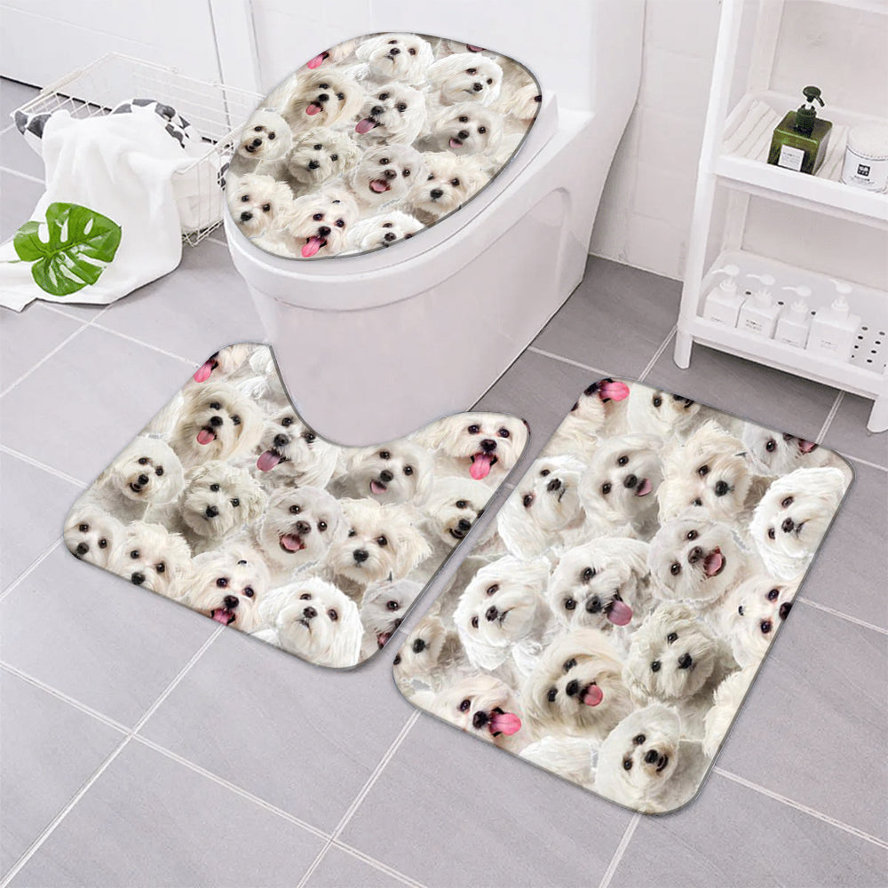 A Bunch Of Malteses Bathroom Mat Set