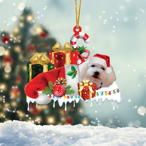 Maltipoo_1 Merry Christmas Hanging Ornament-0211