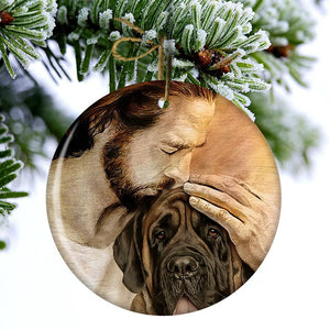 Mastiff With Jesus Porcelain/Ceramic Ornament