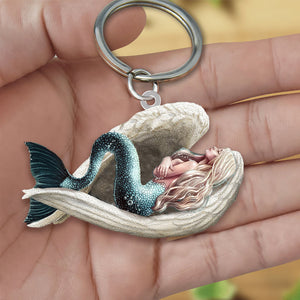 Mermaid Sleeping Angel Acrylic Keychain