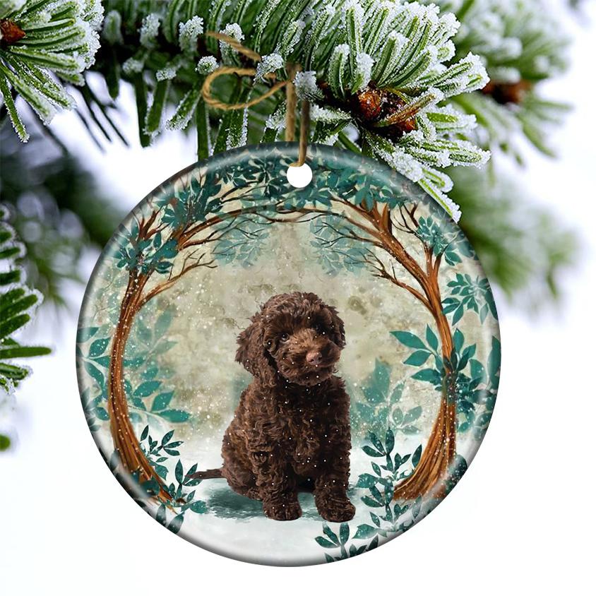 Mini Labradoodle Among Forest Porcelain/Ceramic Ornament