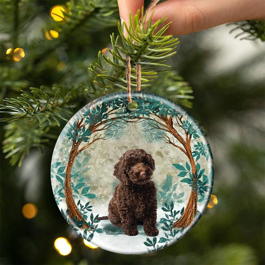 Mini Labradoodle Among Forest Porcelain/Ceramic Ornament