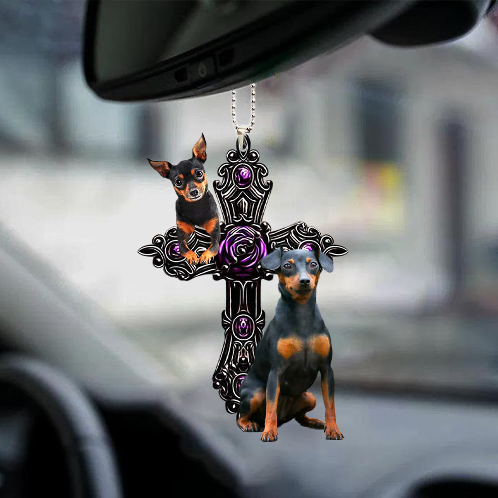 Miniature Pincher Pray For God Car Hanging Ornament