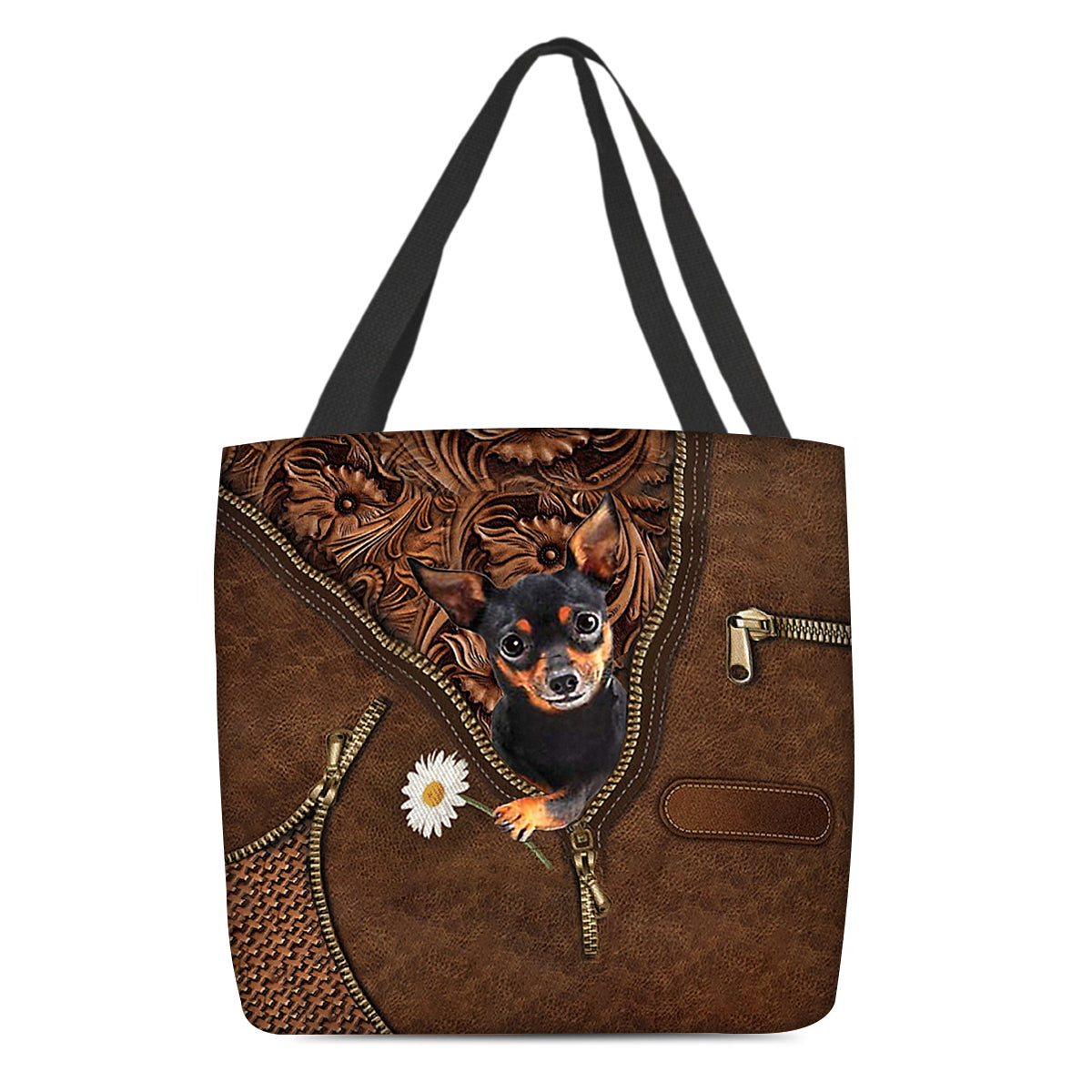 Miniature Pinchers Holding Daisy Tote Bag