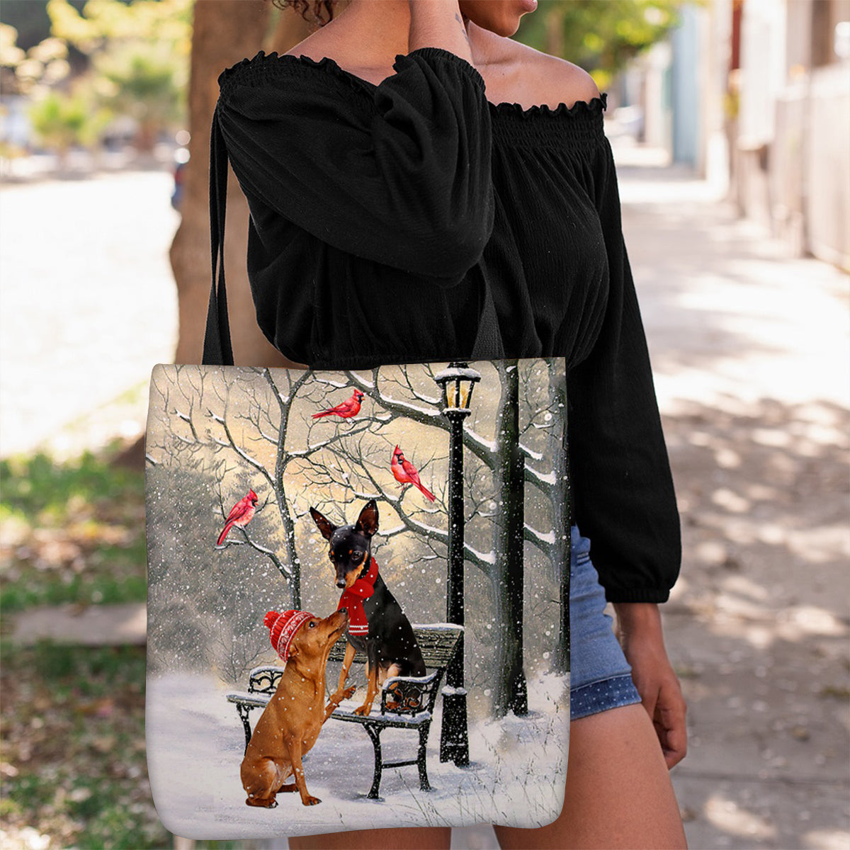 Miniature Pinscher Hello Christmas/Winter/New Year Tote Bag